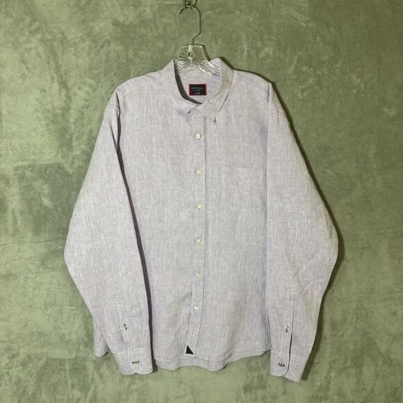 UNTUCKit Shirt Men XL Purple Long Sleeve Button 100% Linen Beachy Preppy - Picture 2 of 8